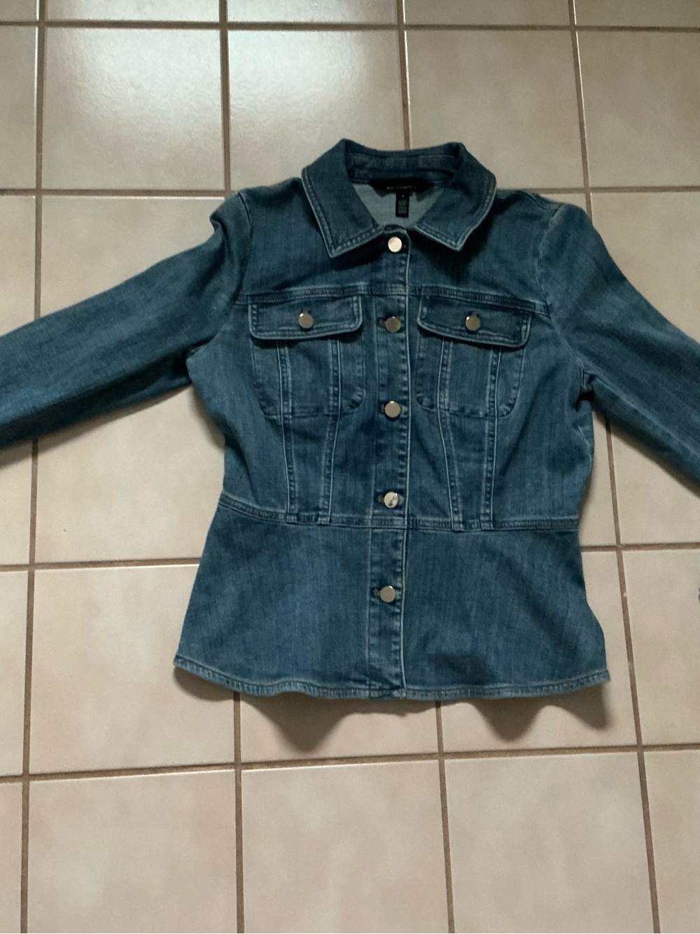 White House Black Market Denim Peplum Jacket Sz S NWOT!